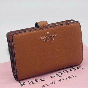 Kate Spade Medium Compact Bifold Wallet Leather Rich Brown